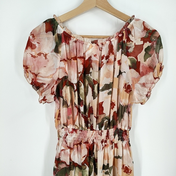 Enfocus Studio Floral Mini Dress - Red, Green, Pink - Picture 5 of 7